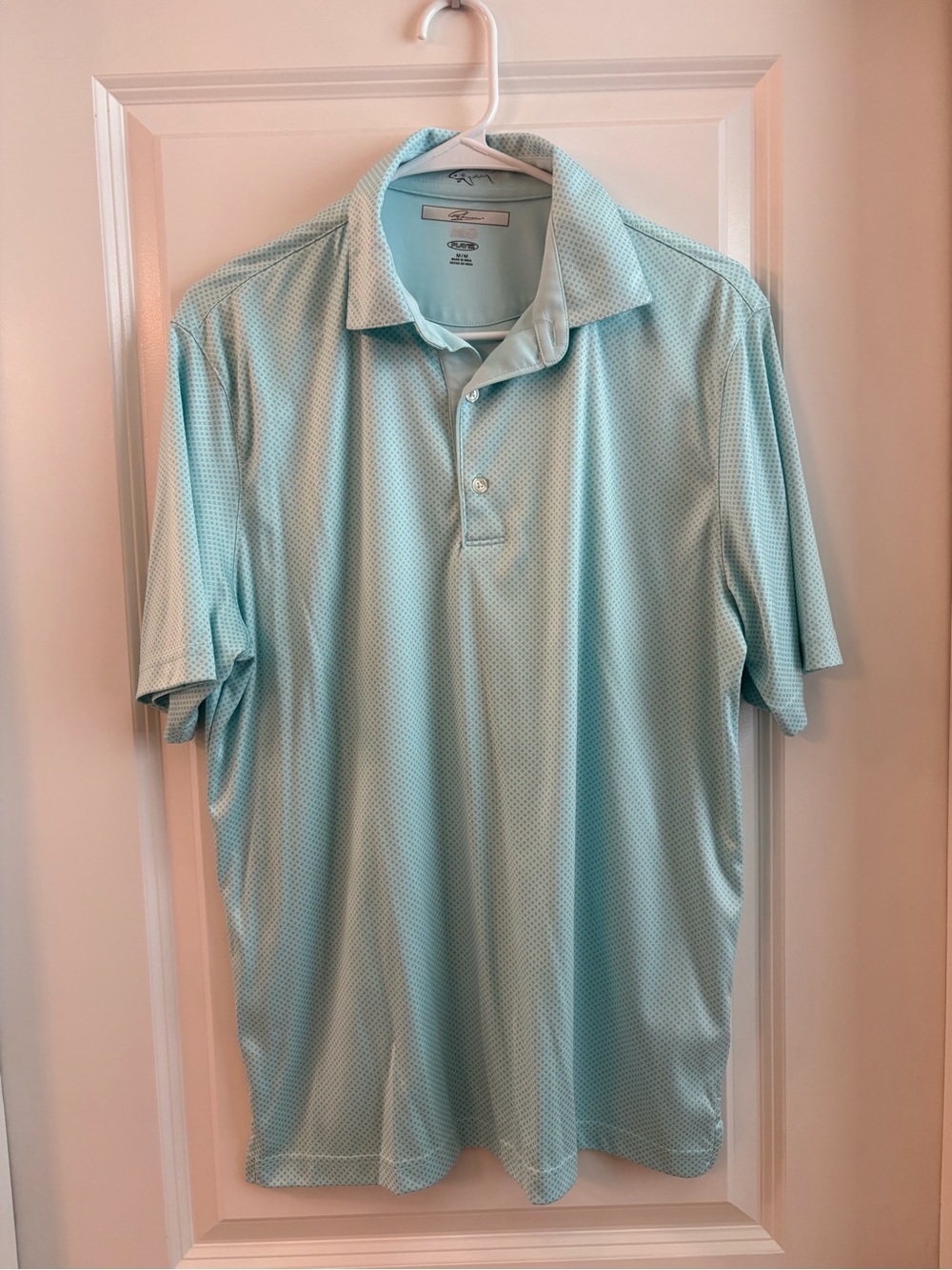 Greg Norman Collection Aqua Micro-Pattern Polo
